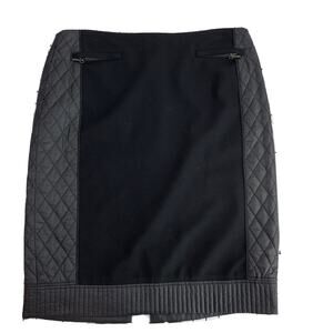 Worth New York Black Pencil Skirt Quilted Sides Lined size 10
